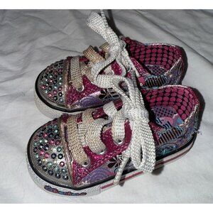 Skechers Twinkletoes Shoes Toddler Girls Size 5 Light Up Sneakers Pink Sparkly